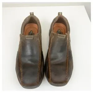 SKECHERS Men\'s Brown Leather Montz Konic Relax Fit Slip-On Loafers Size 9.5 SKECHERS 64072 Men main image 3